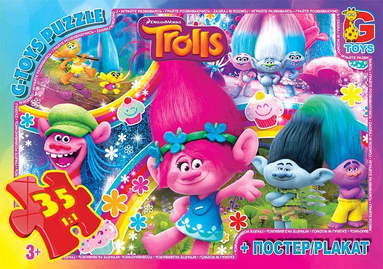 Пазл G Toys Тролли 35 элементов с постером в коробке (111662)