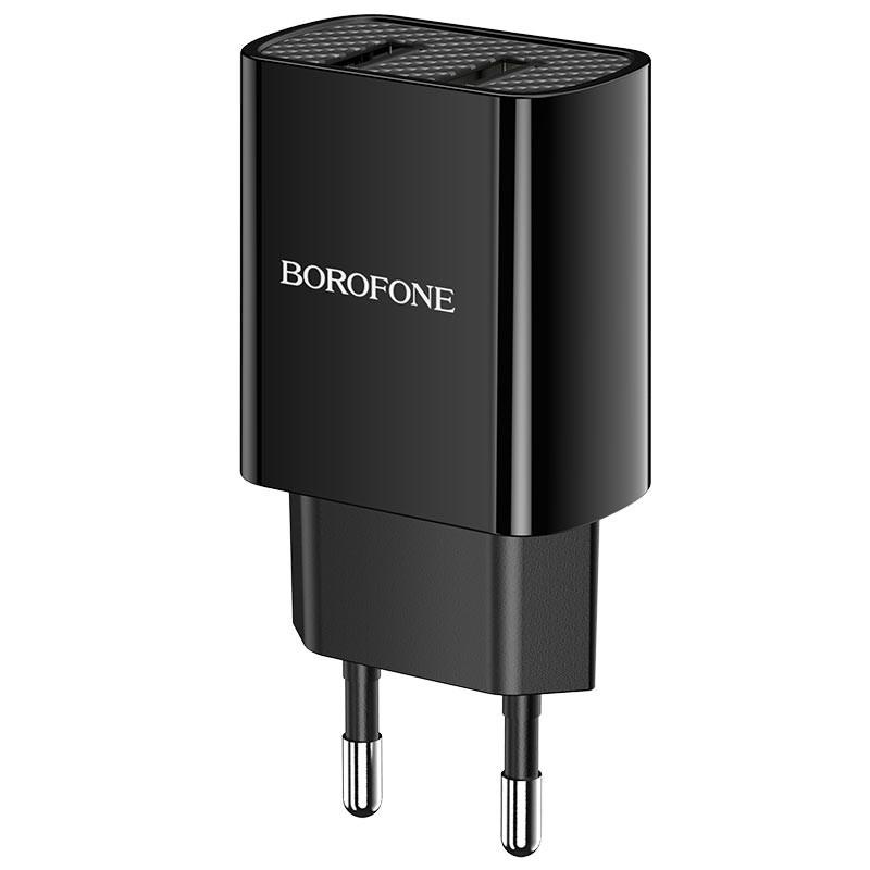 Зарядний мереживний пристрій універсальний Borofone BA53A Powerway 2USB 2,1A з кабелем Lightning Black - фото 8