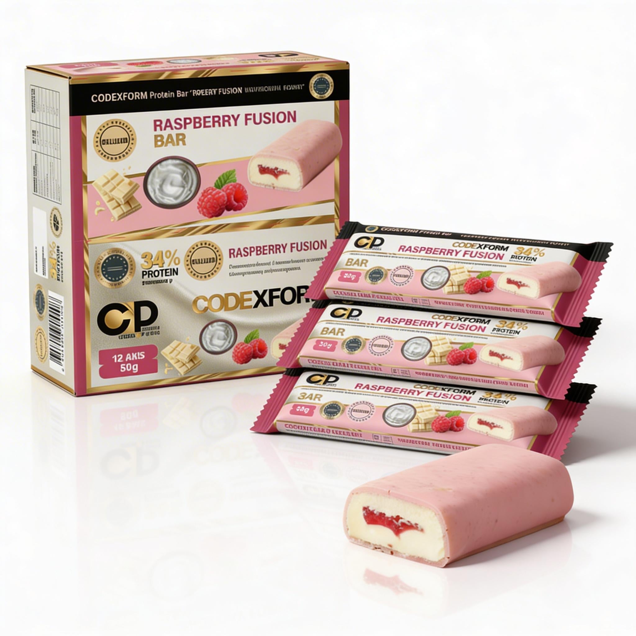 Батончик протеиновый CODExFORM Raspberry Fusion без сахара 36% протеина 12 шт. (BOX-BAR-FUSION-01) - фото 8