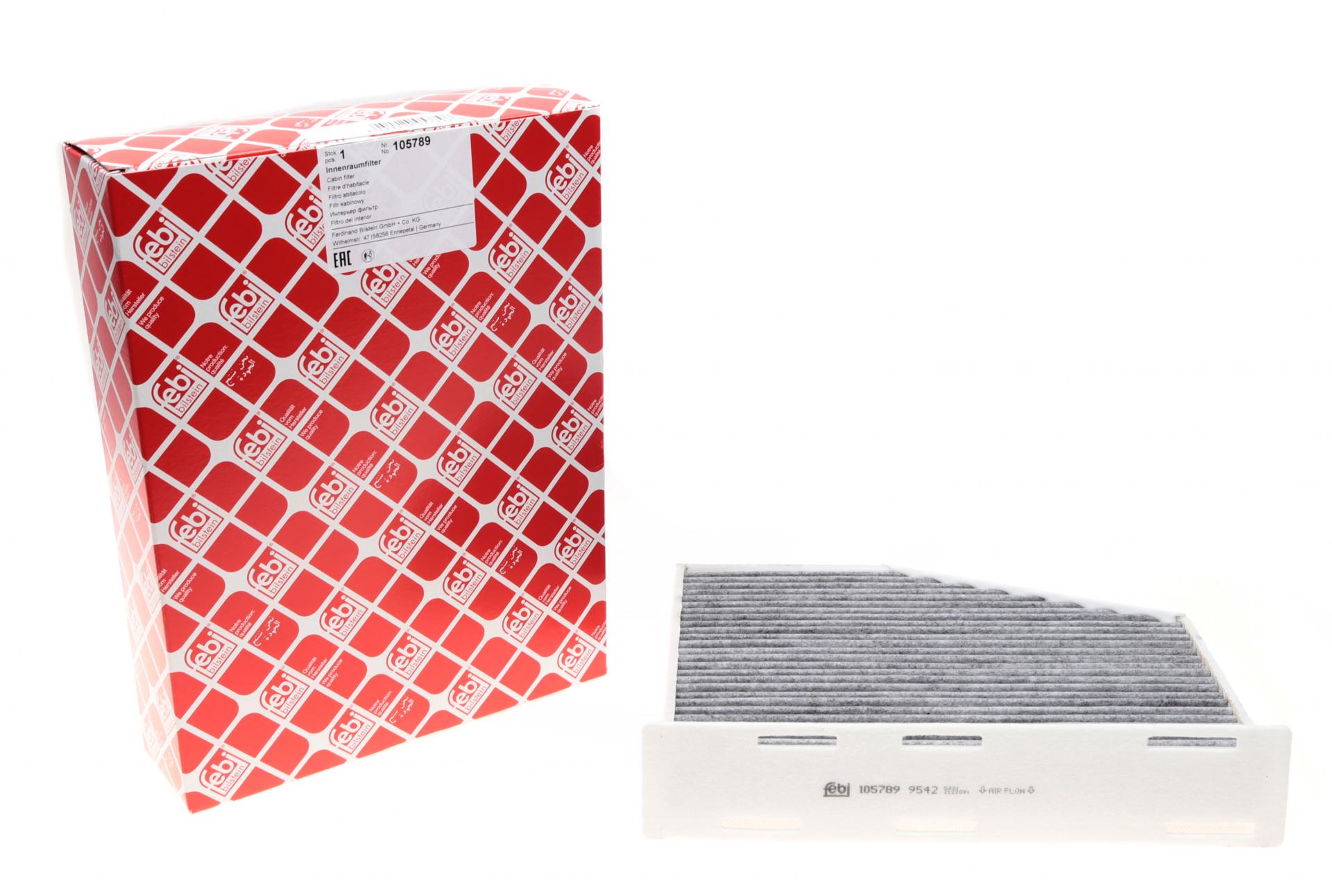 Фільтр салону FEBI BILSTEIN для Audi A3/Q3/Skoda Octavia/SuperB/VW Caddy/Golf/Passat/Touran 1,0-3,6 03- вугільний (105789)