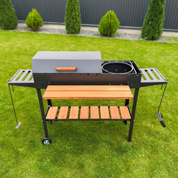 Мангал-гриль-барбекю посилений з решіткою-гриль та підставкою під казан на 13 шампурів 5 мм (414)