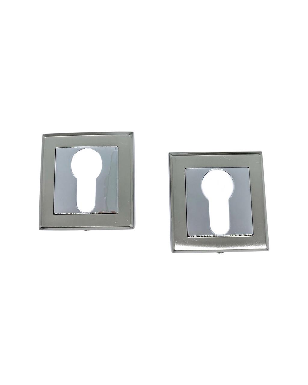 Накладка для дверных ручек Vortex SN/CP под цилиндр квадратная Хром (230033)