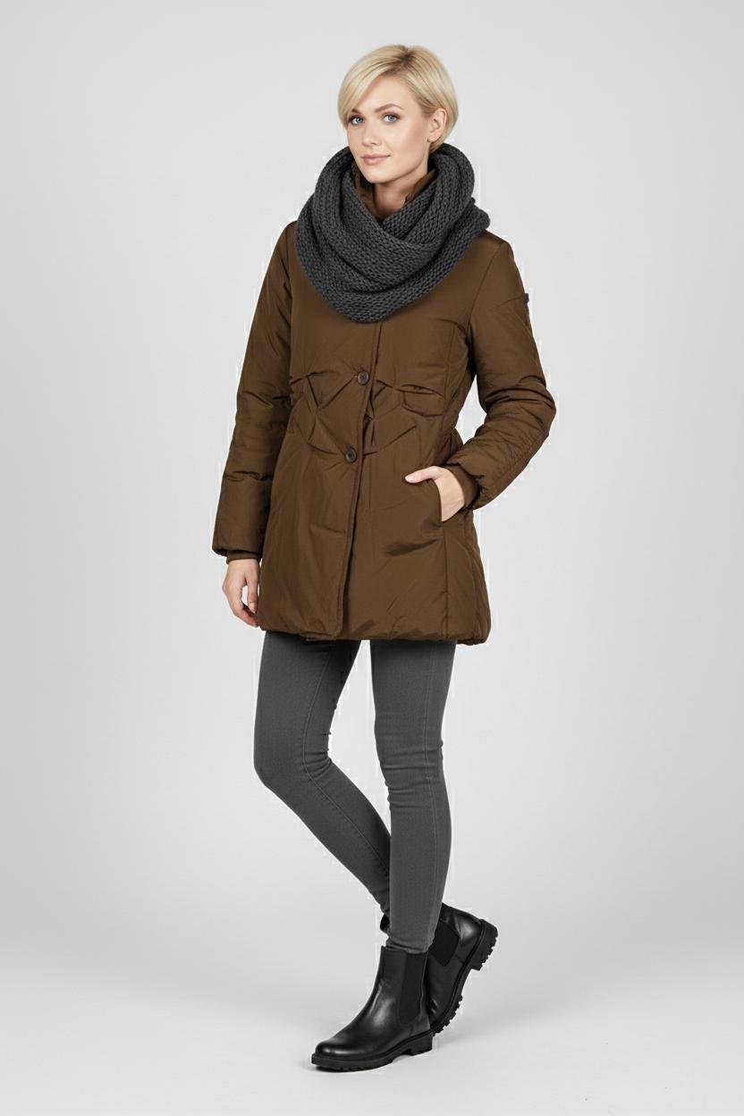 Пуховик женский приталенный Number Nine NN-302 р. 42 Светло-коричневый (NN-302-42) - фото 9 Пуховик женский приталенный Number Nine NN-302 р. 42 Светло-коричневый (NN-302-42) - фото 9