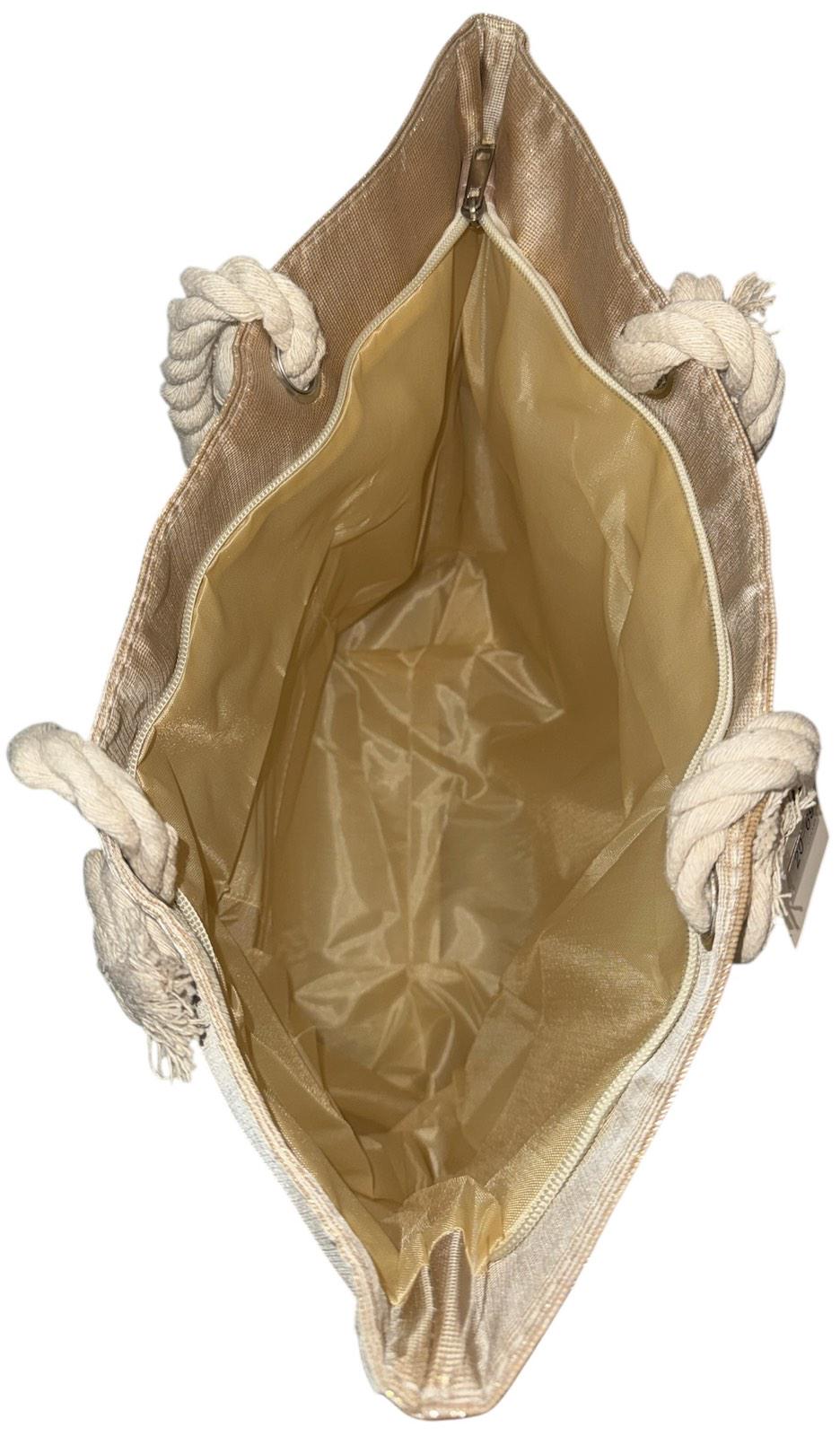 Сумка пляжна жіноча з тканини на блискавці Темно-бежевий (2069) - фото 5 Сумка пляжна жіноча з тканини на блискавці Темно-бежевий (2069) - фото 5