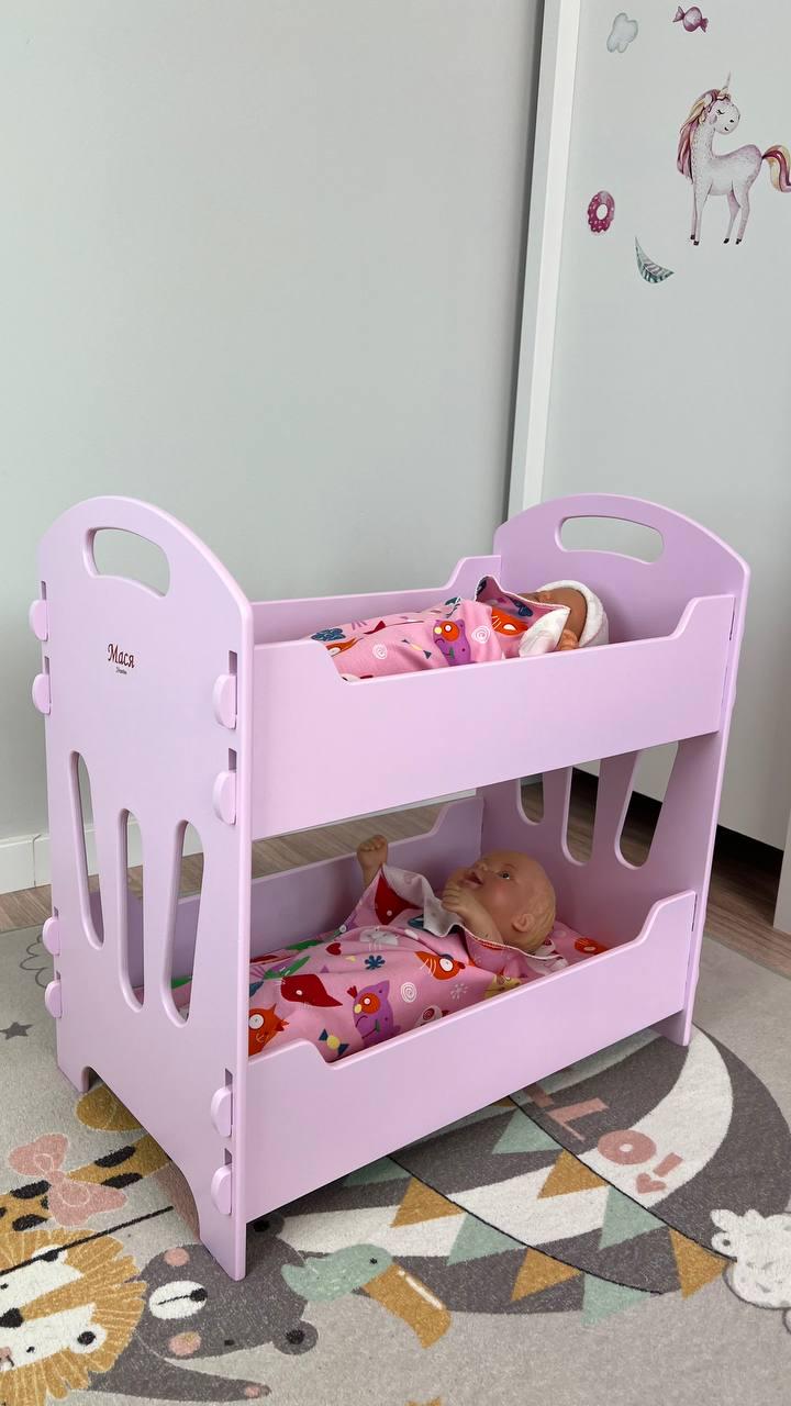 Двухъярусная игрушечная кроватка с постельным бельем Розовый - фото 5 Двухъярусная игрушечная кроватка с постельным бельем Розовый - фото 5