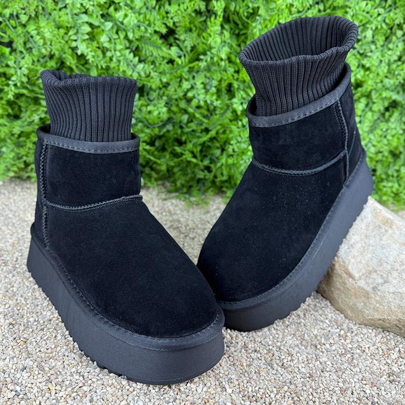 Уггі жіночі замшеві на платформі Е-005012-1-1 p. 37 23,5 см Чорний