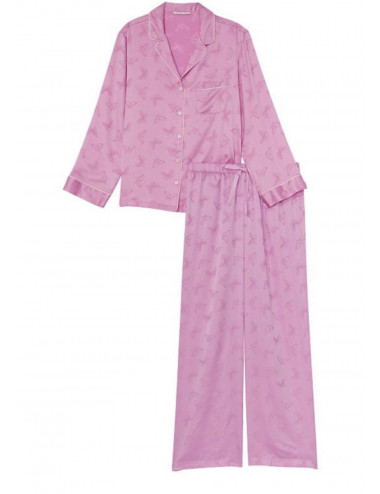 Піжама жіноча Victoria's Secret Satin Long Pajama Set сатинова L Рожевий (20643634) - фото 3