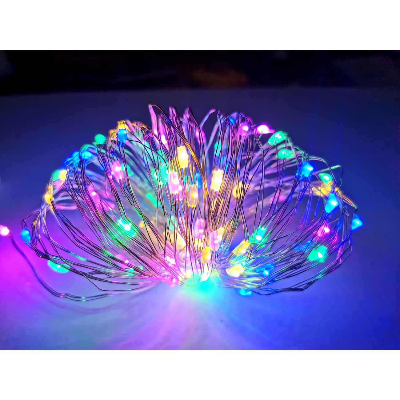 Гирлянда нить Капли росы LED50 RGB на батарейках 4,5 м Multicolour - фото 5