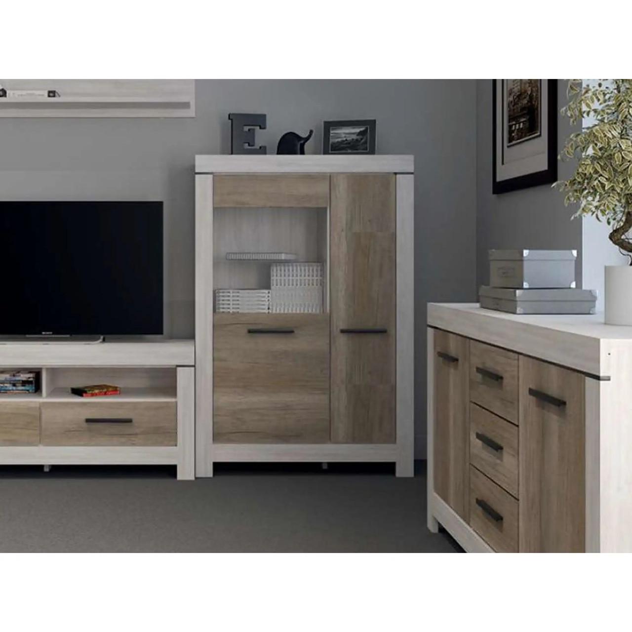 Пенал-витрина Гербор Белен REG1D1W Сосна каньон/Дуб корабельный (GRB-1055) - фото 3