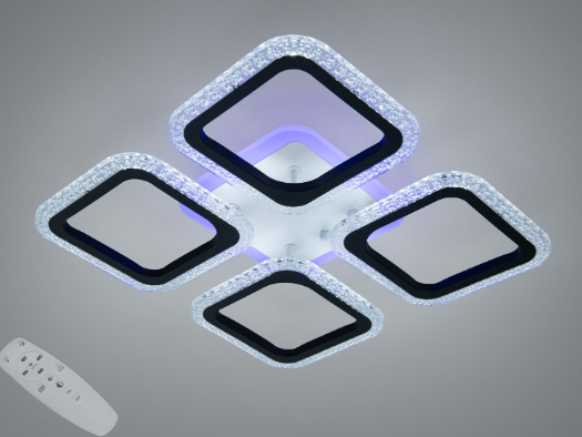 Люстра потолочная LED Diasha QX с пультом и димером 55W Черный (AS8170/4BK LED)