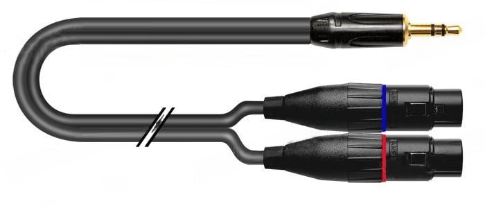 Аудіокабель перехідний Jack 3,5 stereo 2хXLR3 0,5 м Чорний (1K-AIC47-00.5)