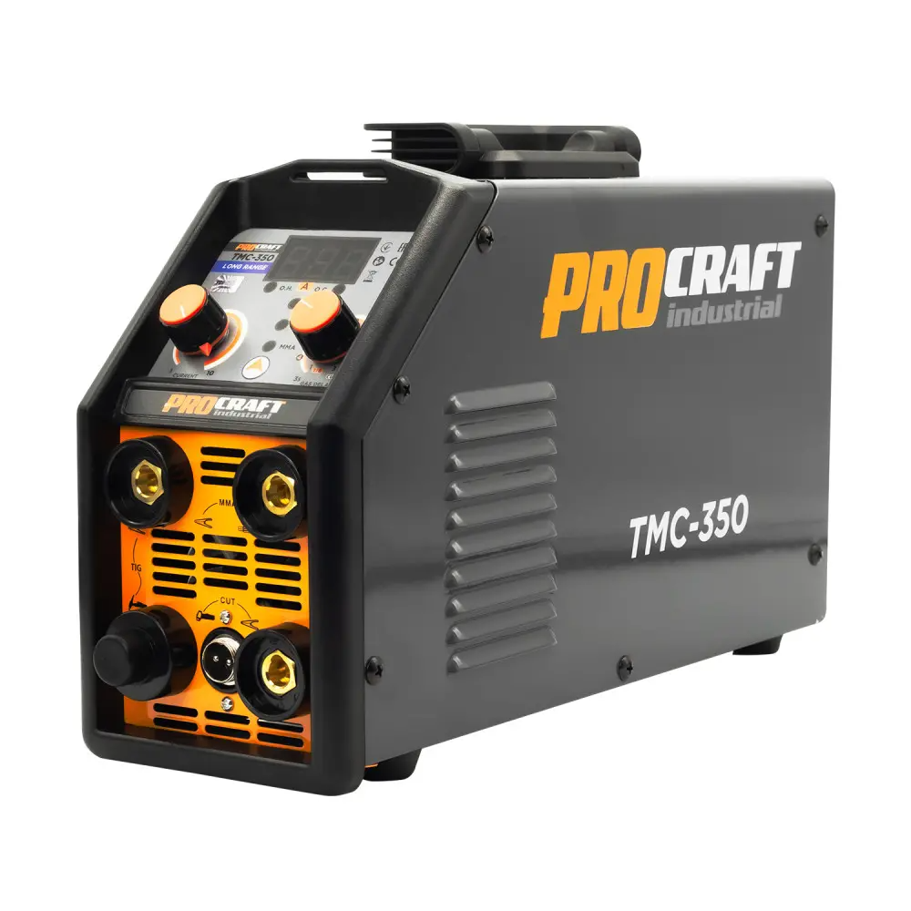 Зварювальний апарат інверторний трифункціональний ProCraft Industrial TMC350 Long Range з регулюванням/ручкою/маскою Зварювальний апарат інверторний трифункціональний ProCraft Industrial TMC350 Long Range з регулюванням/ручкою/маскою