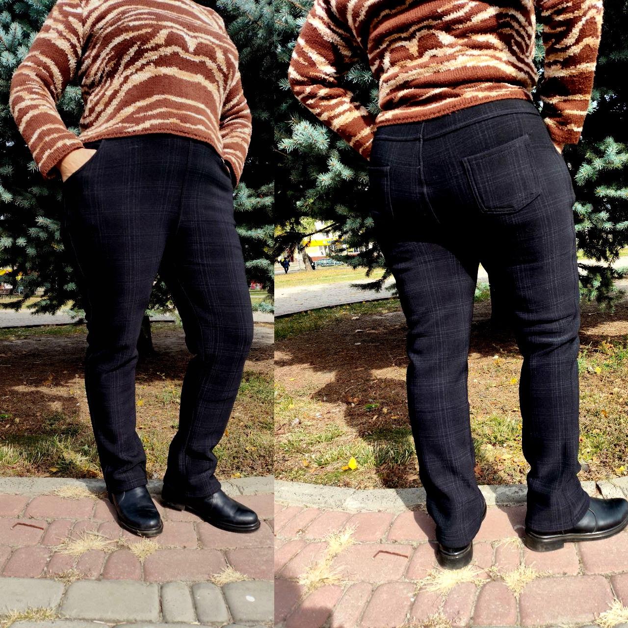 Штани жіночі в клітинку 2111 теплі на флісі р. 50 Чорний (2772442496) - фото 3