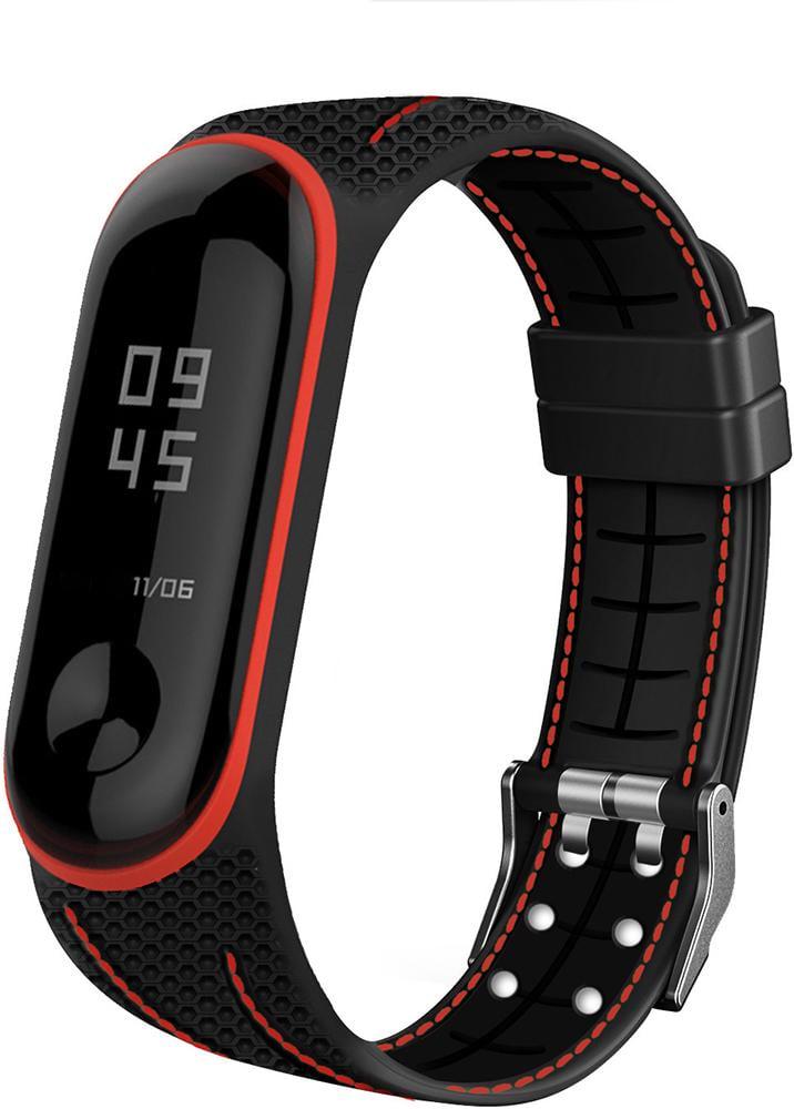 Ремешок силиконовый Groove для Mi Band 3 Black/Red (20403)