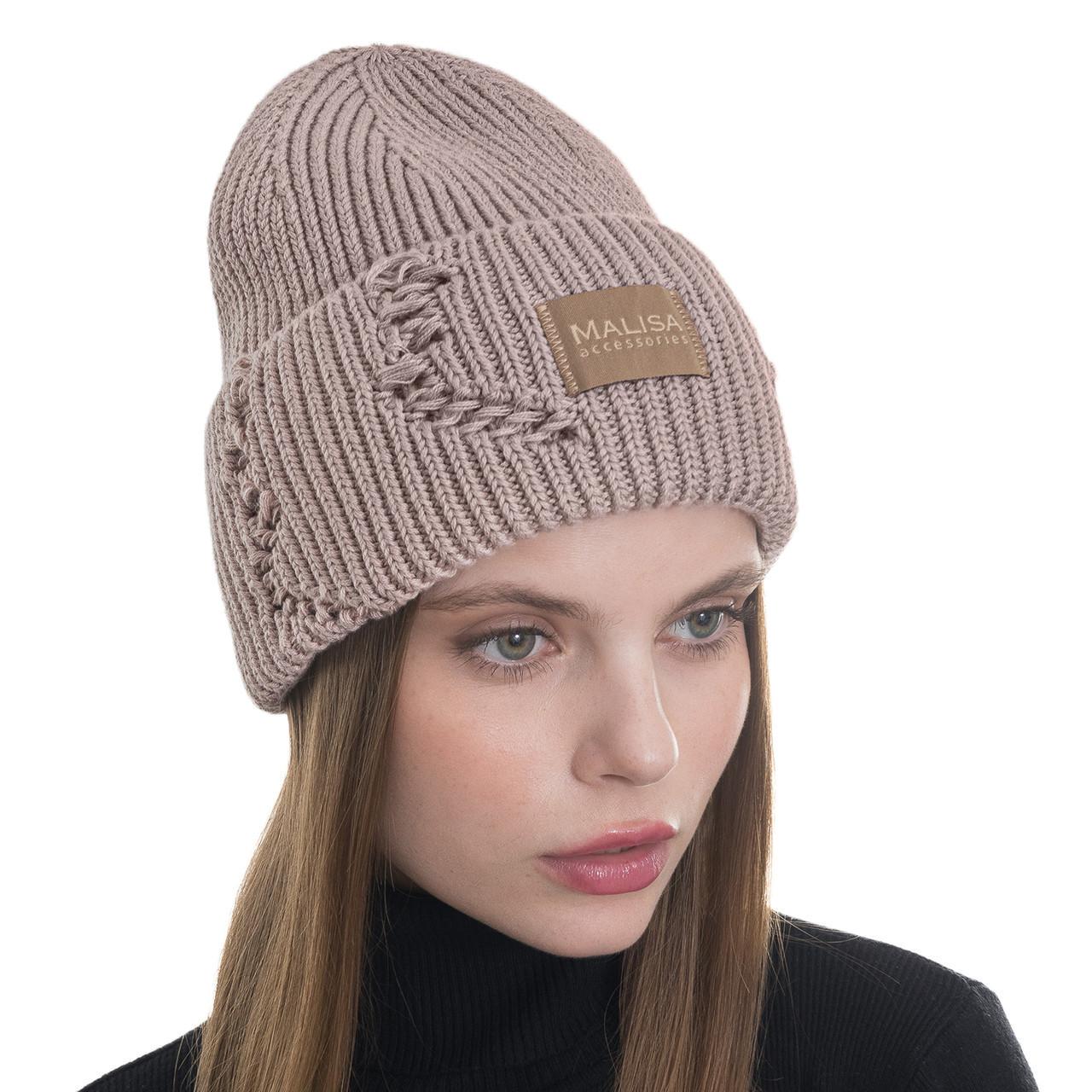 Шапка женская Malisa БРУНО без подкладки рваная с эмблемой на отвороте one size миндаль (253902) - фото 1 Шапка женская Malisa БРУНО без подкладки рваная с эмблемой на отвороте one size миндаль (253902) - фото 1