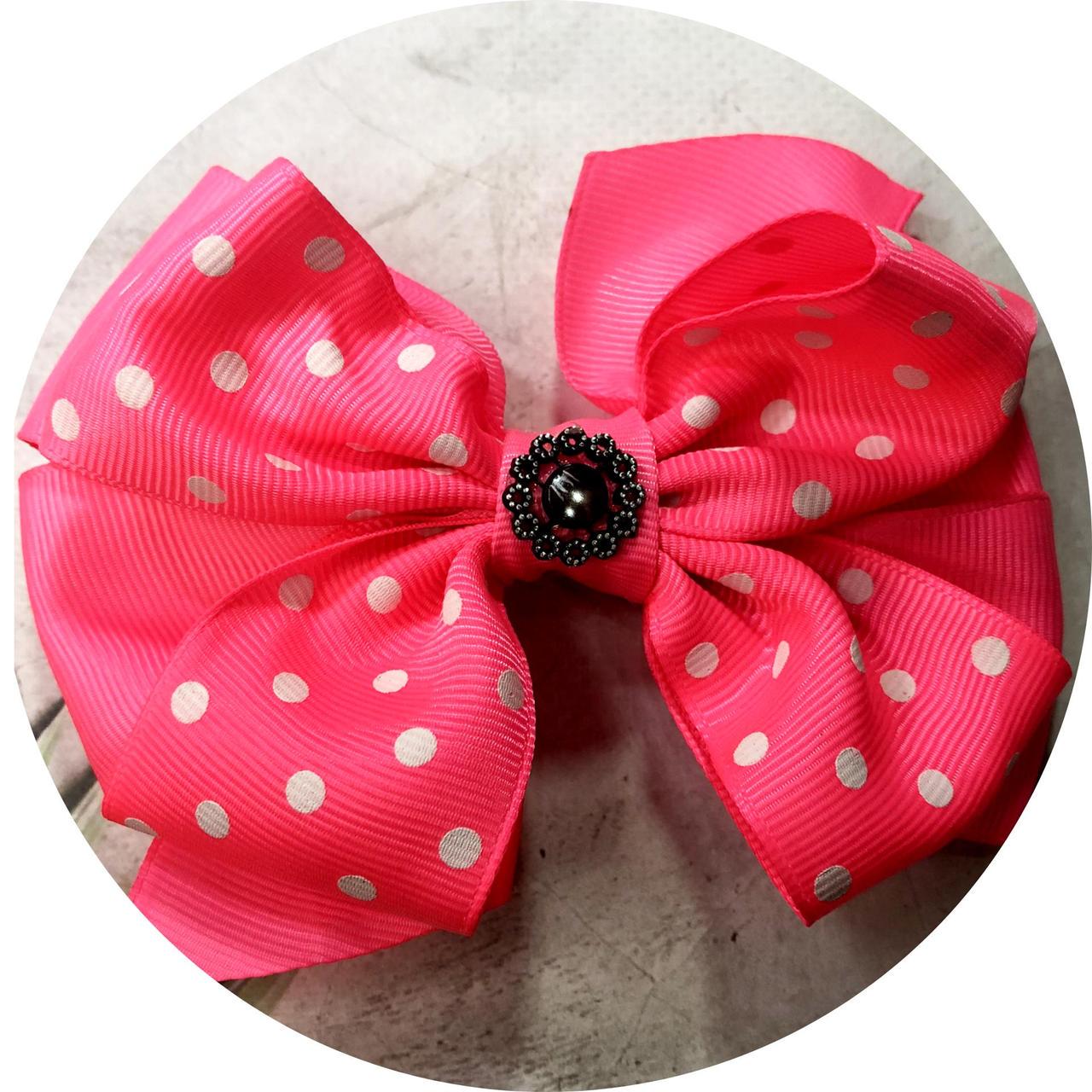Бантик для волос детский на заколке 11 см Ярко-розовый (10152)