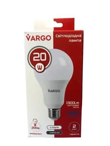 Лампа светодиодная VARGO A80 20 W 6500 K E27 V-111976 (112503) - фото 1