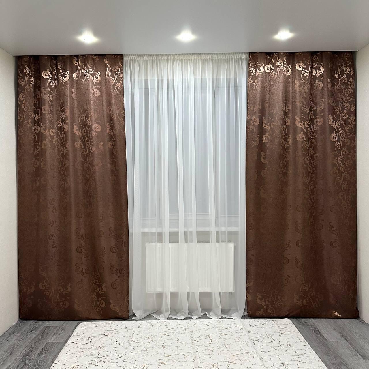 Штори Toscana жаккардові 1,5х2,7 м 2 шт. Шоколадний