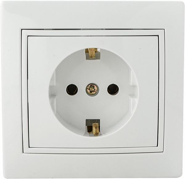 Розетка с заземлением АСКО-УКРЕМ серия FL Белый (PBсб16-З-Fl-W)