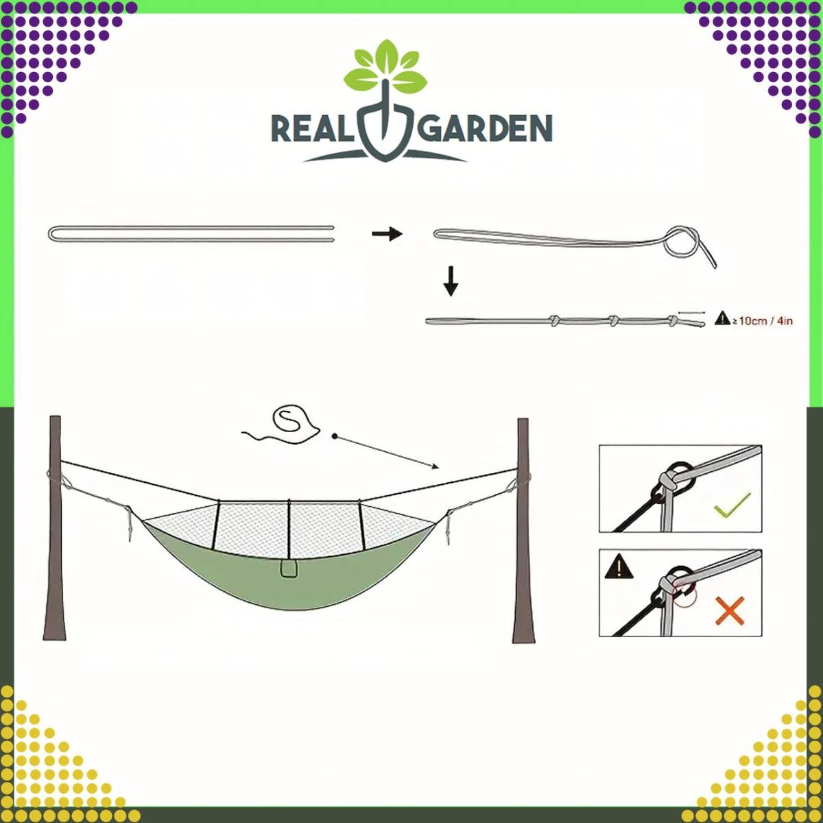 Гамак туристический Real Garden 260x140 см до 120 кг Хаки (27777816) - фото 7