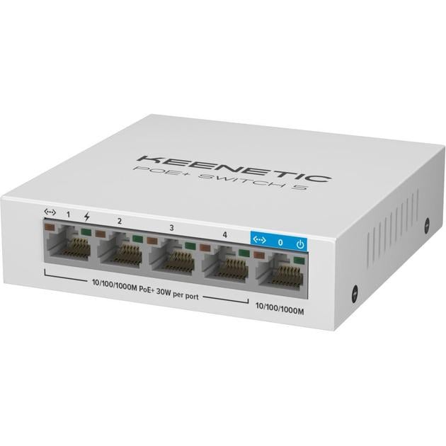 Комутатор 5-портовий гигабитный PoE+Switch5 Keenetic KN-4610 60 Вт White