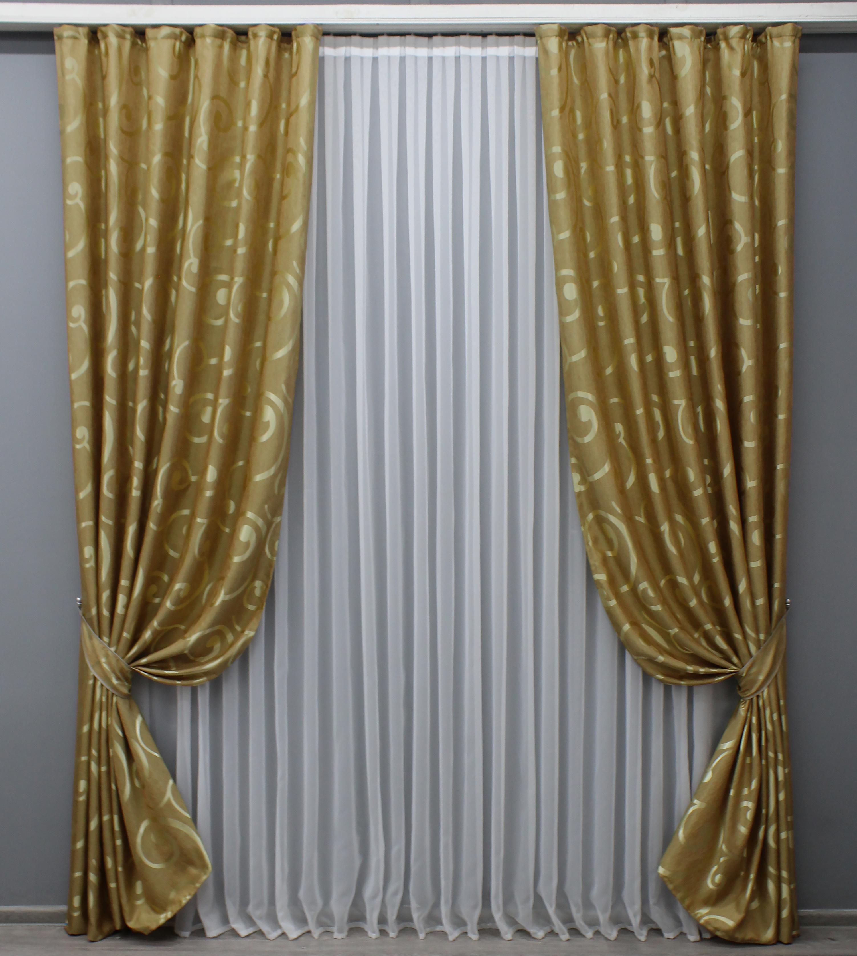 Комплект штор VR-Textil № 1532ш жаккард 150х270 см 2 шт. Золотистый (33-0405)