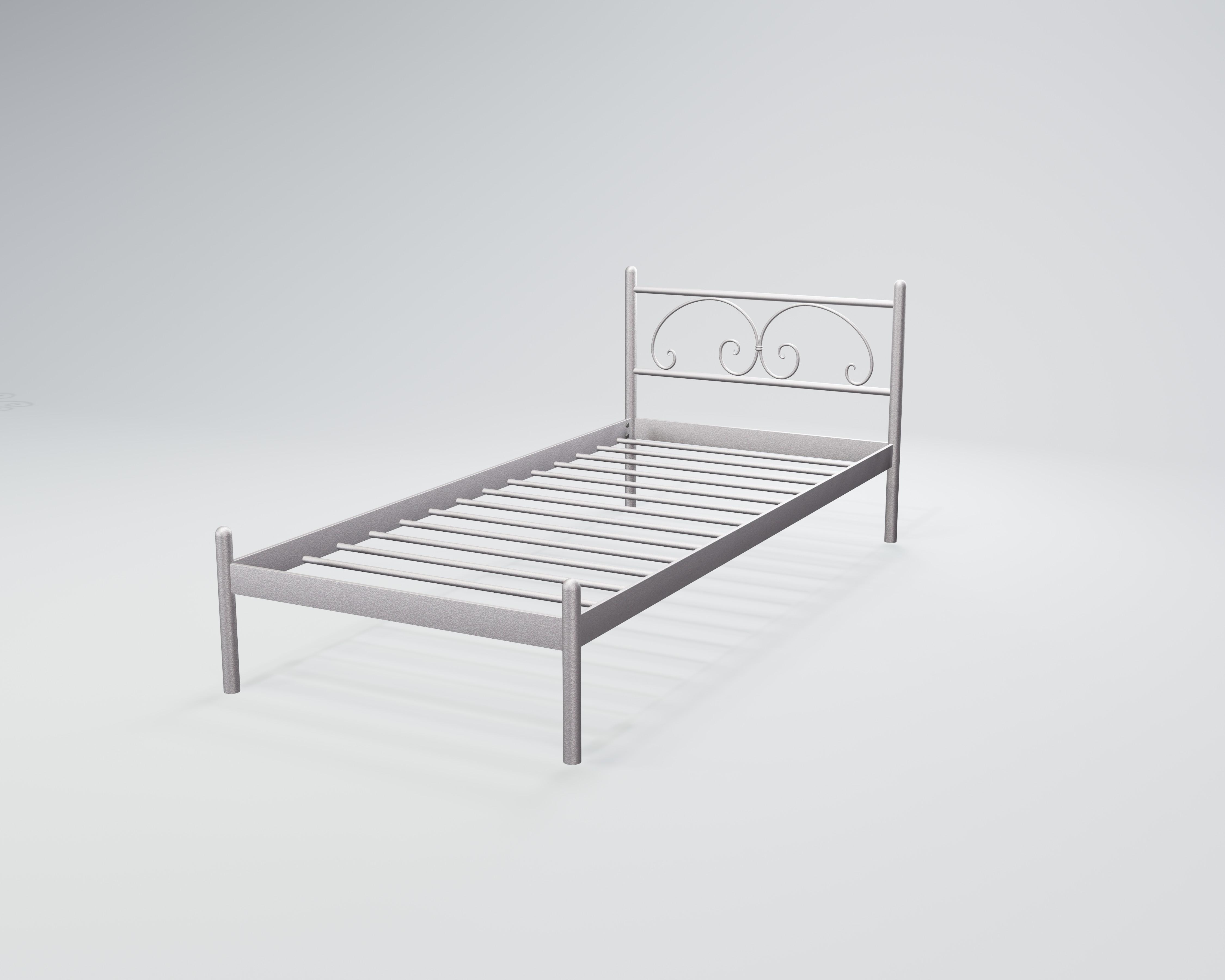 Кровать металлическая Иберис Мини 90x200 см Серебро белое