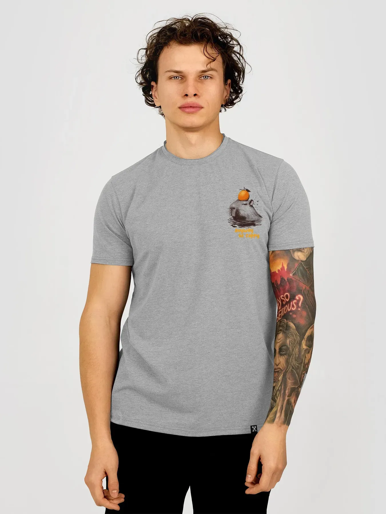 Футболка мужская Капибара "Anyway, be Cappy" 2XL Серый (27206195)