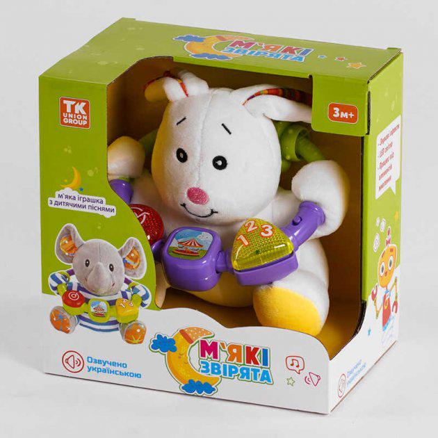 Брязкальце м'яке TK Group Заєць українське озвучування світло/звук (99100)