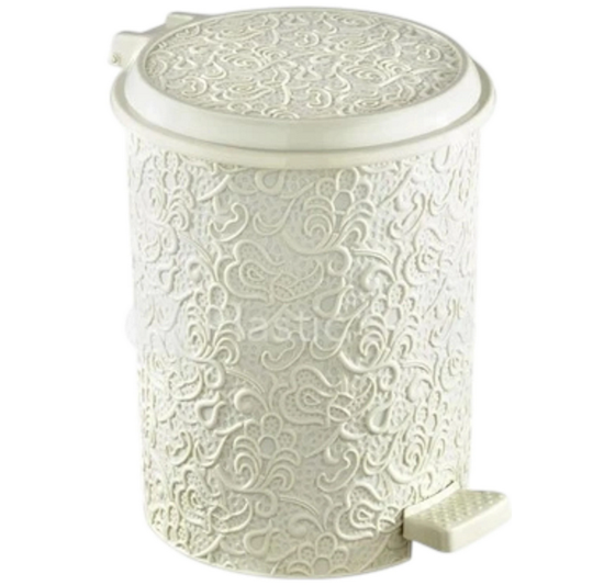 Відро для сміття на 11 л ажурне з педаллю і кришкою пластикове Кремовий (147-46-50049) Відро для сміття на 11 л ажурне з педаллю і кришкою пластикове Кремовий (147-46-50049)