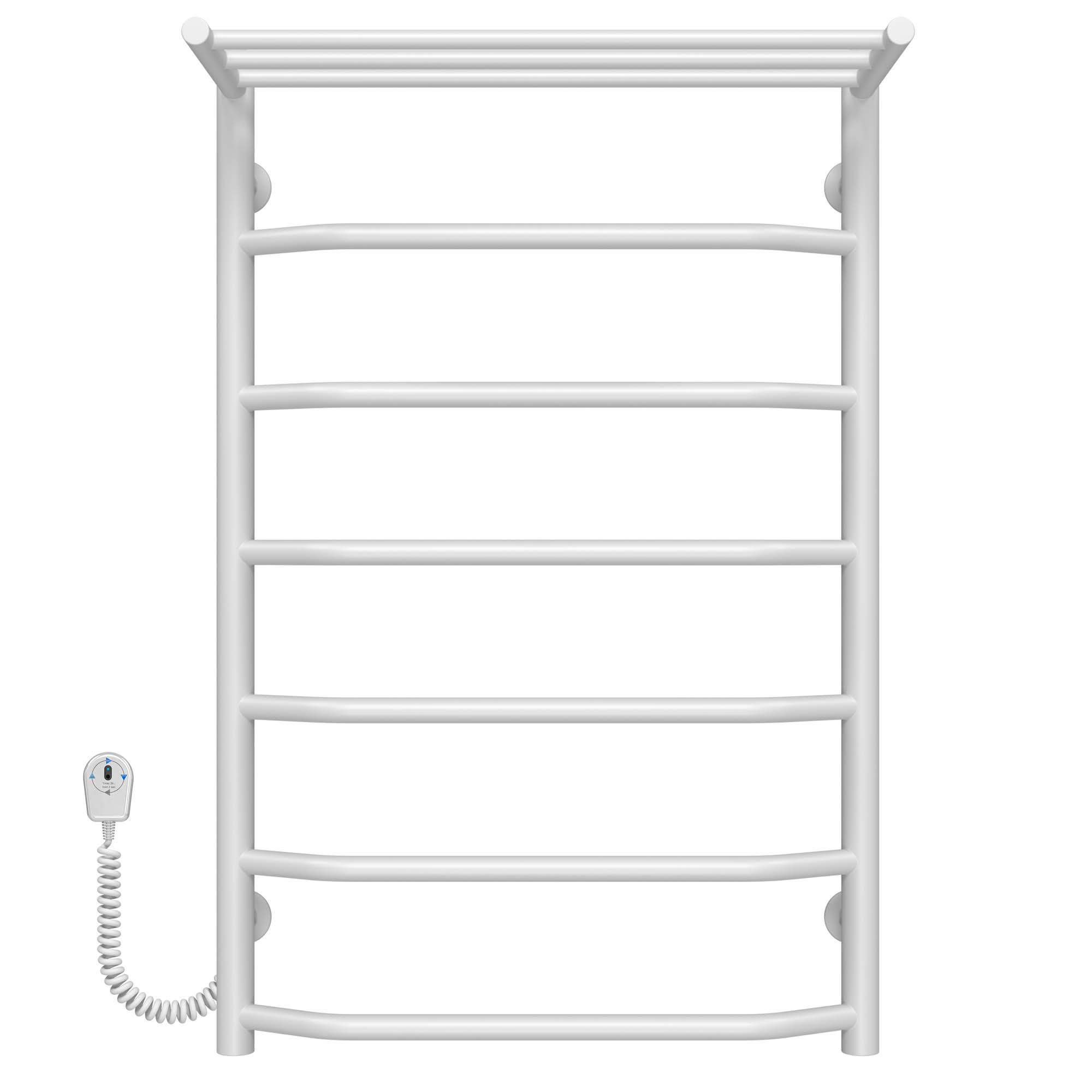 Полотенцесушитель электрический с полкой Deffi Трапеция П7 EF16 левое подключение нержавеющая сталь 500х800 мм Белый (C.TP.80.50.7.EWL5)