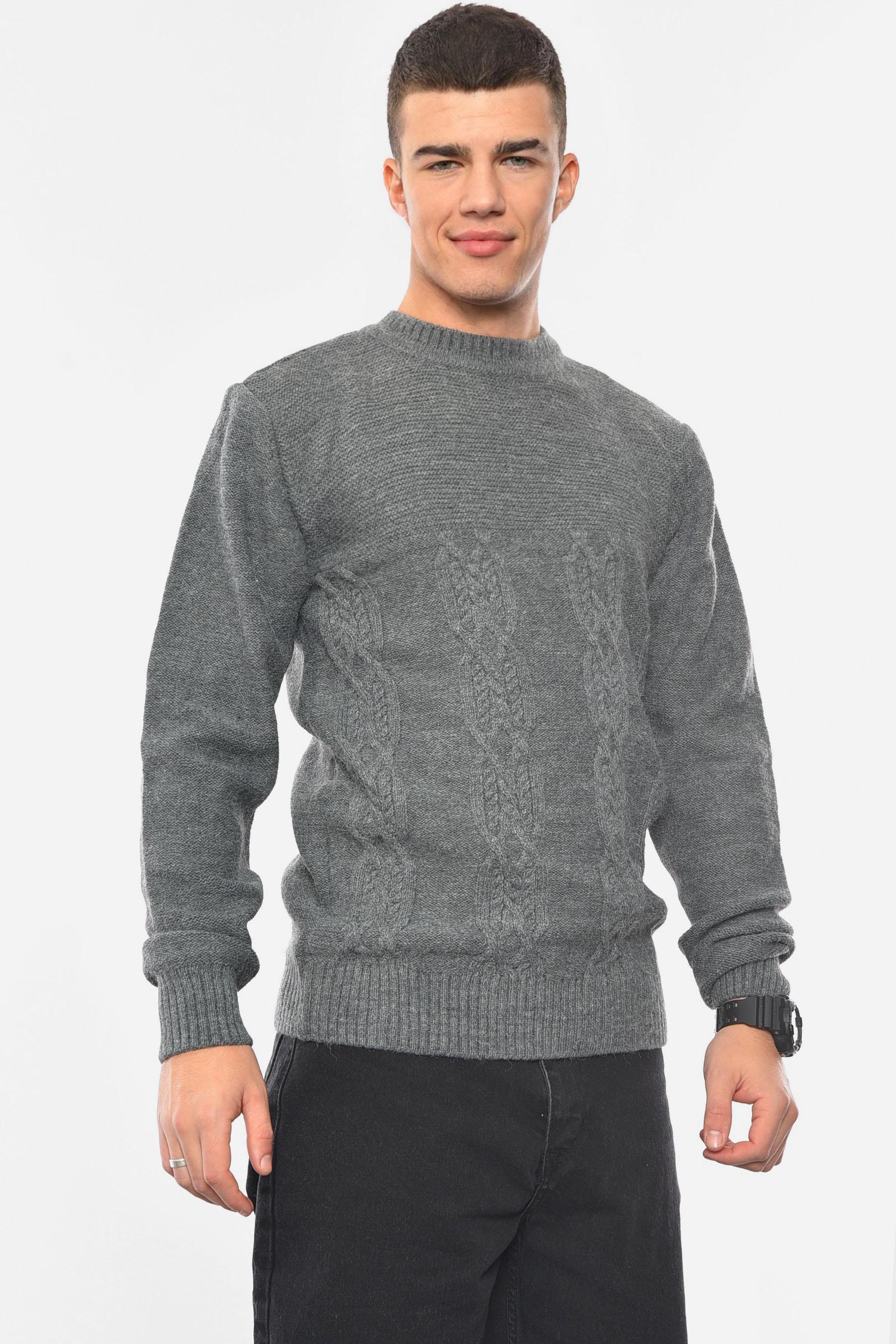 Свитер мужской однотонный S Серый (193387) - фото 2 Свитер мужской однотонный S Серый (193387) - фото 2