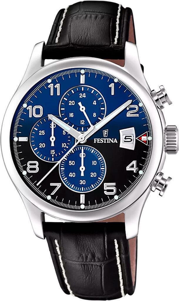 Наручные часы мужские Festina F20375/7 Timeless Chronograph со стальным корпусом WR 100 м и синим циферблатом