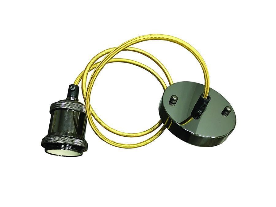 Підвісний світильник чорний із золотим текстильним шнуром без плафону Levistella AMP11002-1 Підвісний світильник чорний із золотим текстильним шнуром без плафону Levistella AMP11002-1