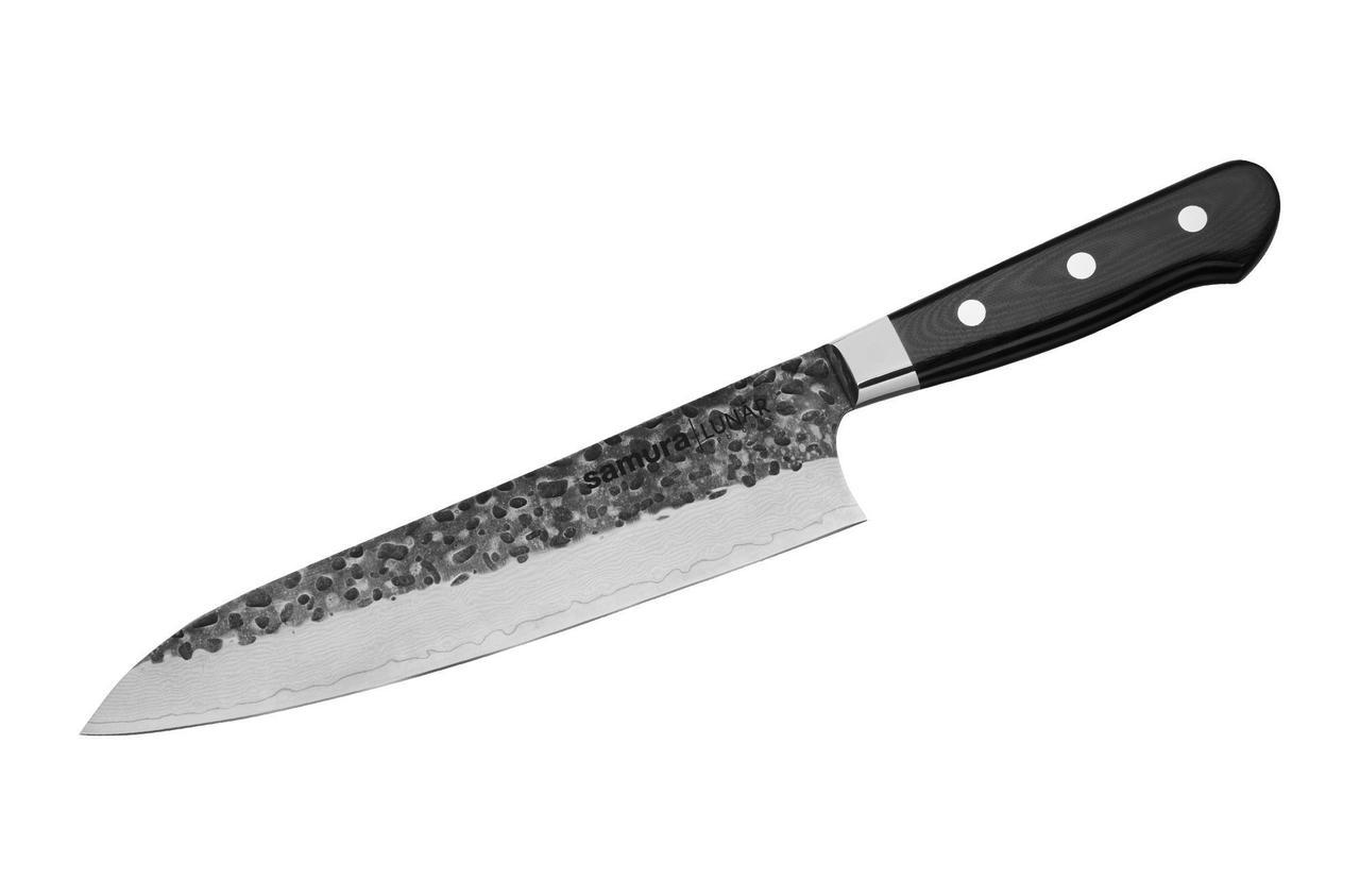 Кухонный шеф-нож Samura PRO-S Lunar 60-62 HRC 67-слойная дамасская сталь 210 мм Черный (2111515423) - фото 1 Кухонный шеф-нож Samura PRO-S Lunar 60-62 HRC 67-слойная дамасская сталь 210 мм Черный (2111515423) - фото 1