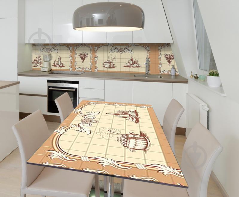 Наклейка 3Д виниловая на стол Zatarga «Кухонные виньетки» 600х1200 мм для домов, квартир, столов, кофейн, кафе Наклейка 3Д виниловая на стол Zatarga «Кухонные виньетки» 600х1200 мм для домов, квартир, столов, кофейн, кафе