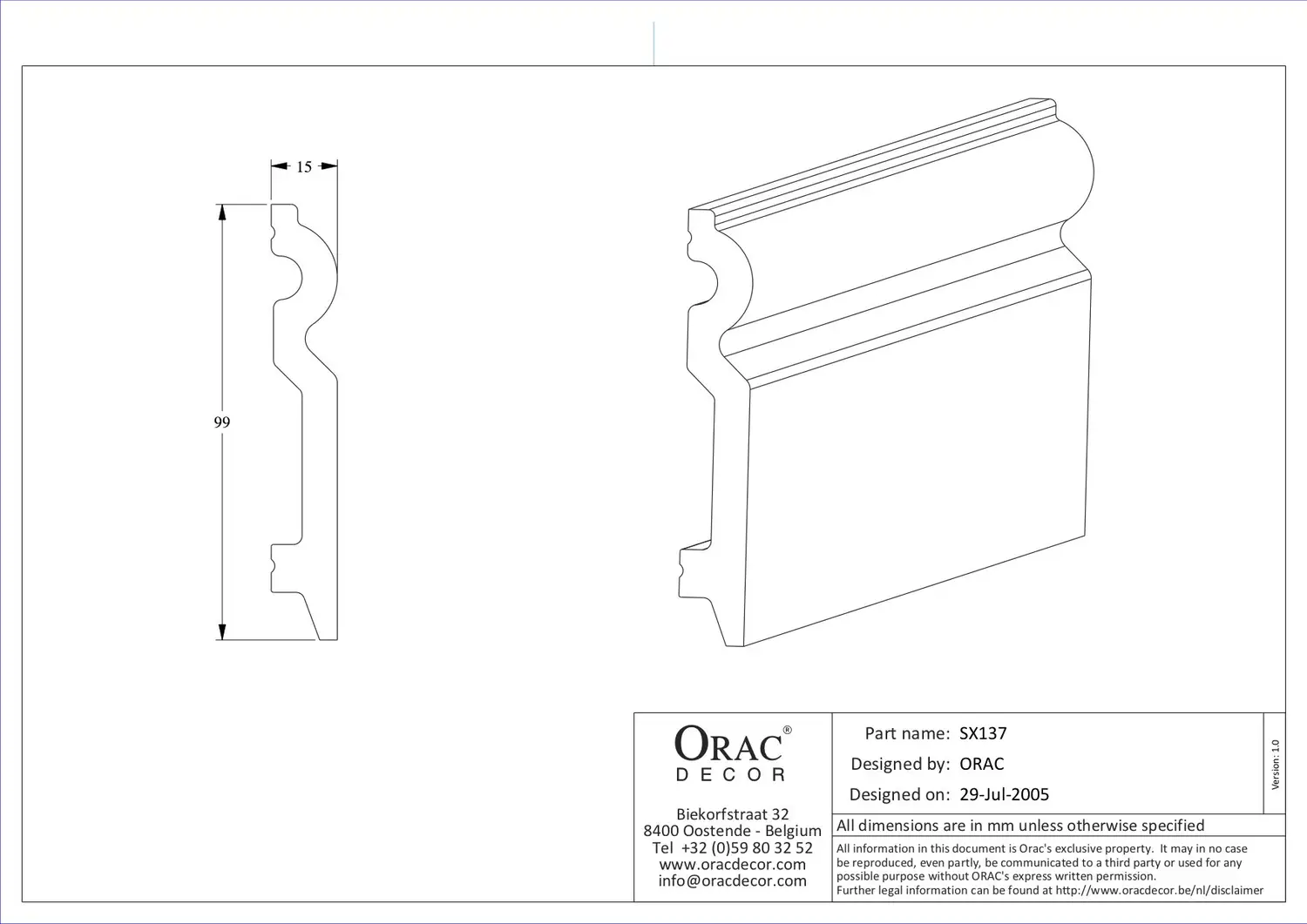 Плінтус Orac Dеcor грунтований 2000x15x99 мм (SX137F) - фото 2