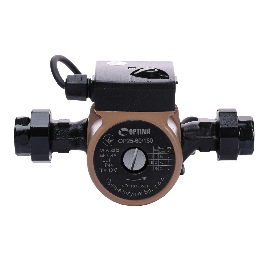 Насос циркуляційний Optima OP25-60 180 мм з гайками і кабелем з вилкою