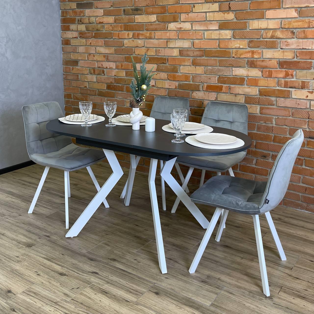 Стол кухонный раздвижной Ronni 1100 УТП027906 Loft Антрацит/Белый мат - фото 4 Стол кухонный раздвижной Ronni 1100 УТП027906 Loft Антрацит/Белый мат - фото 4