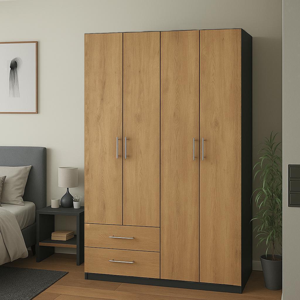 Шкаф распашной ШР5 SENAM 2600х1200х600 мм корпус ДСП Антрацит фасад ДСП Дуб Крафт Золотой (ШР5.26.60.12.3) - фото 1 Шкаф распашной ШР5 SENAM 2600х1200х600 мм корпус ДСП Антрацит фасад ДСП Дуб Крафт Золотой (ШР5.26.60.12.3) - фото 1