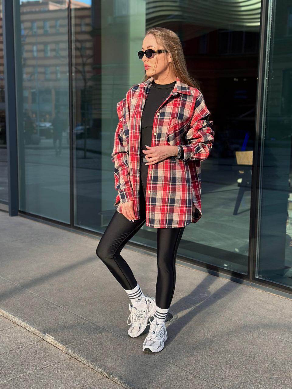 Женская рубашка Maybel в клетку со съемными рукавами 2XL/3XL Синий/Красный (2567453297)