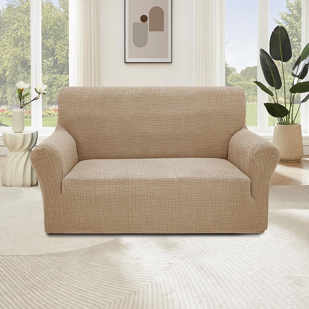 Чехол на диван Love You Mono Line Fleece 2-местный Бежевый (81213)