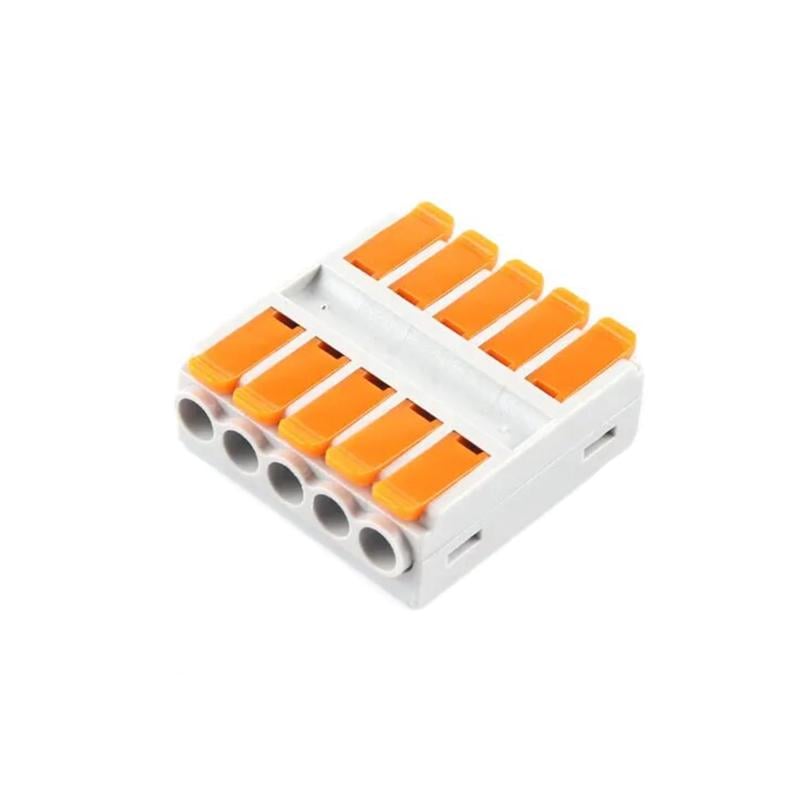 Клемма проходная Tactix 0,5-6 мм2 41А 5х1-5х1 одинарная 39х35х13,5 мм Оранжевый (226-5)