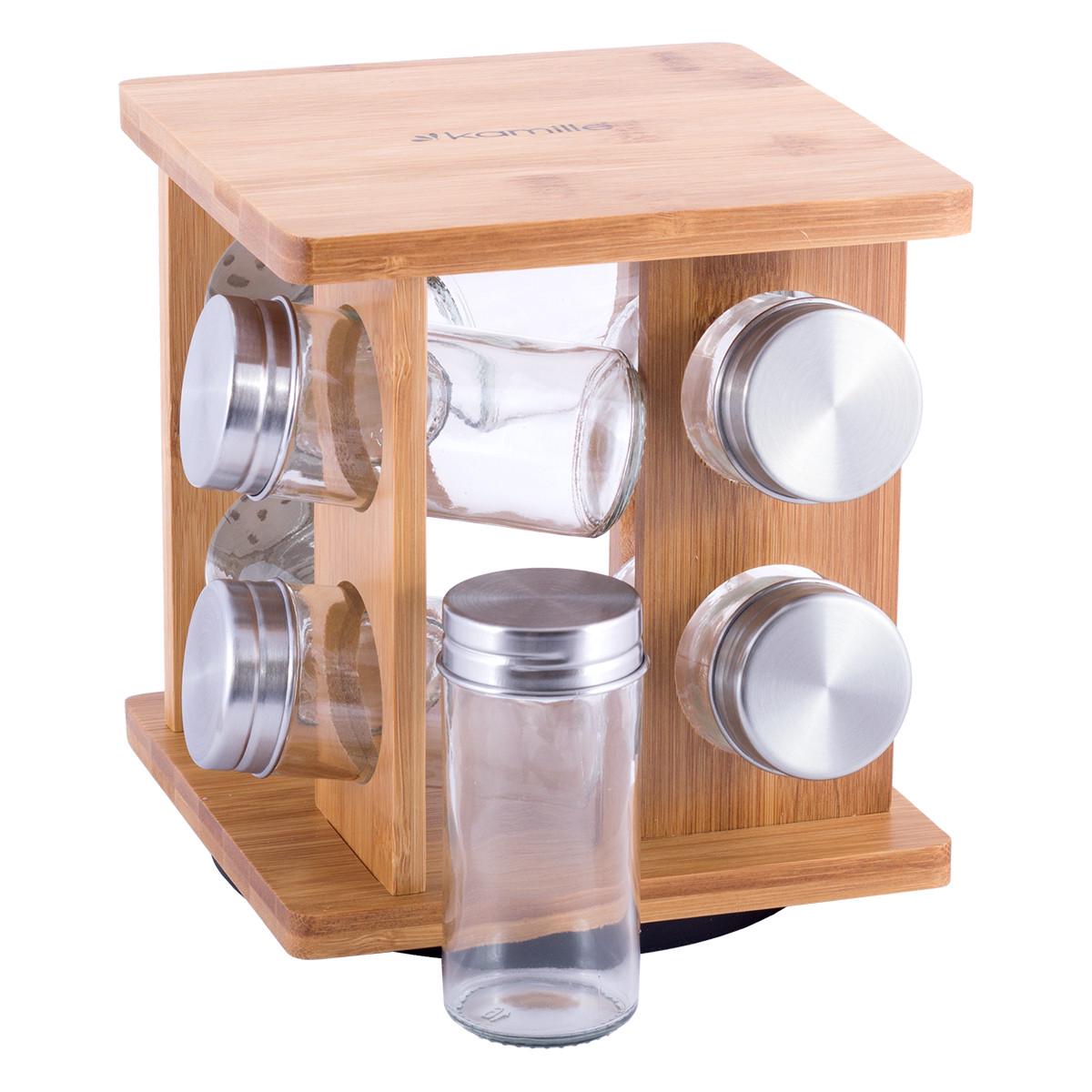 Набор емкостей для специй Kamille Vizo на прямоугольной подставке 8 шт.