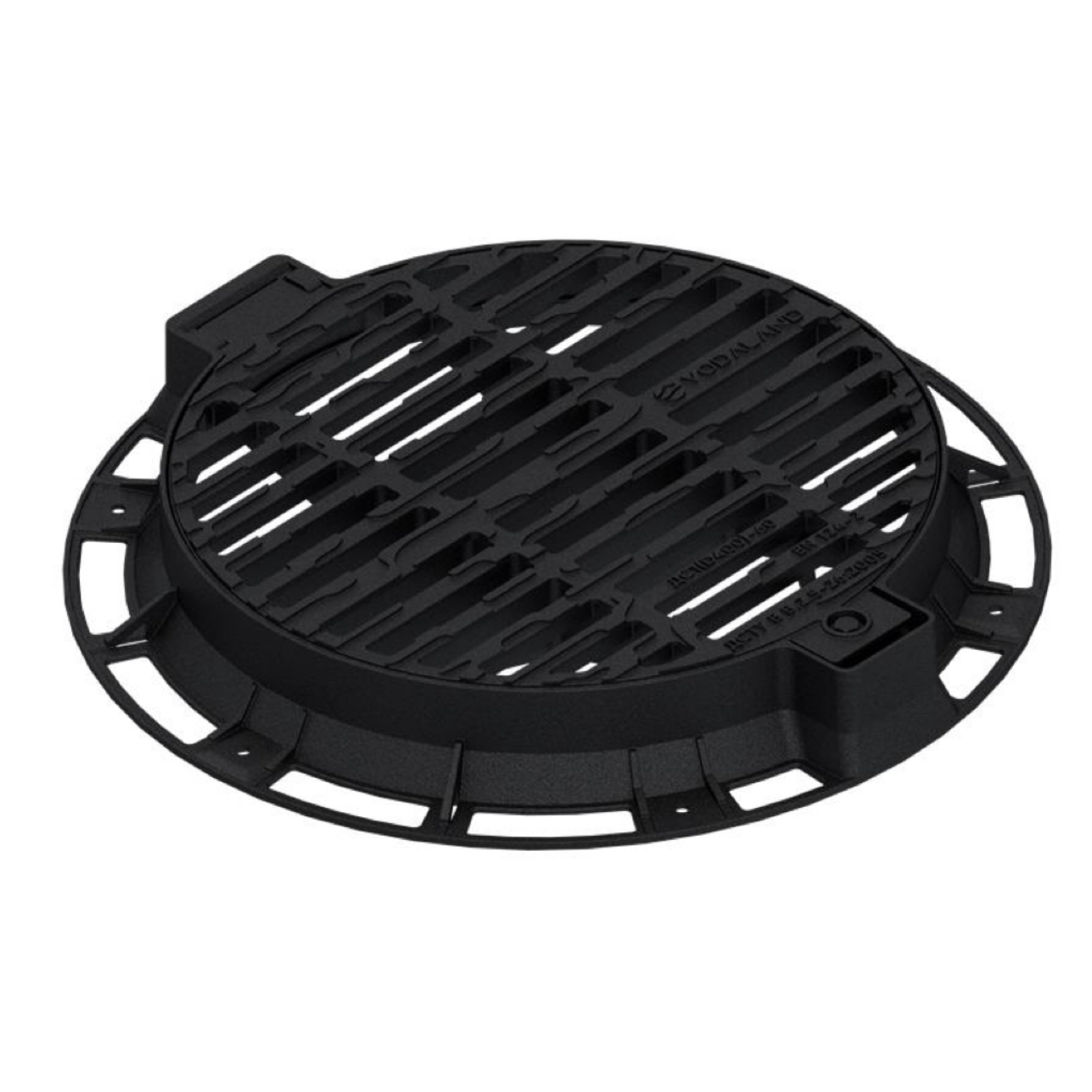 Дождеприемник чугунный Vodaland D800 DN600 круглый Волна с замком и уплотнителем класс D400 (32158.10-55U)