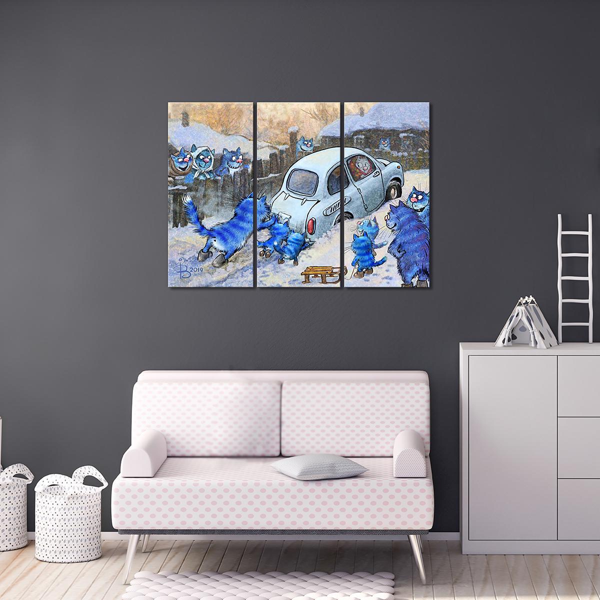 Модульная картина По-соседски 3 модуля 70x105 см