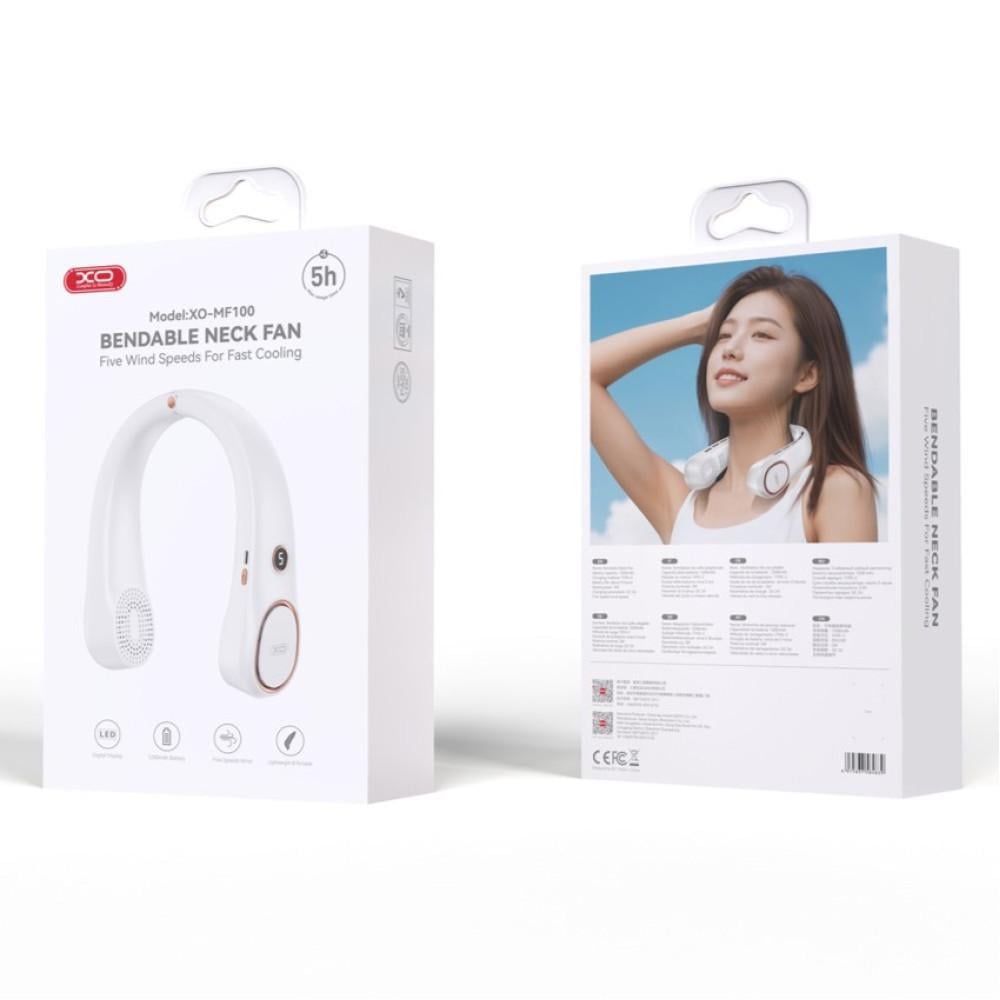 Вентилятор на шию Xo MF100 з акумулятором 1200 mAh White - фото 6