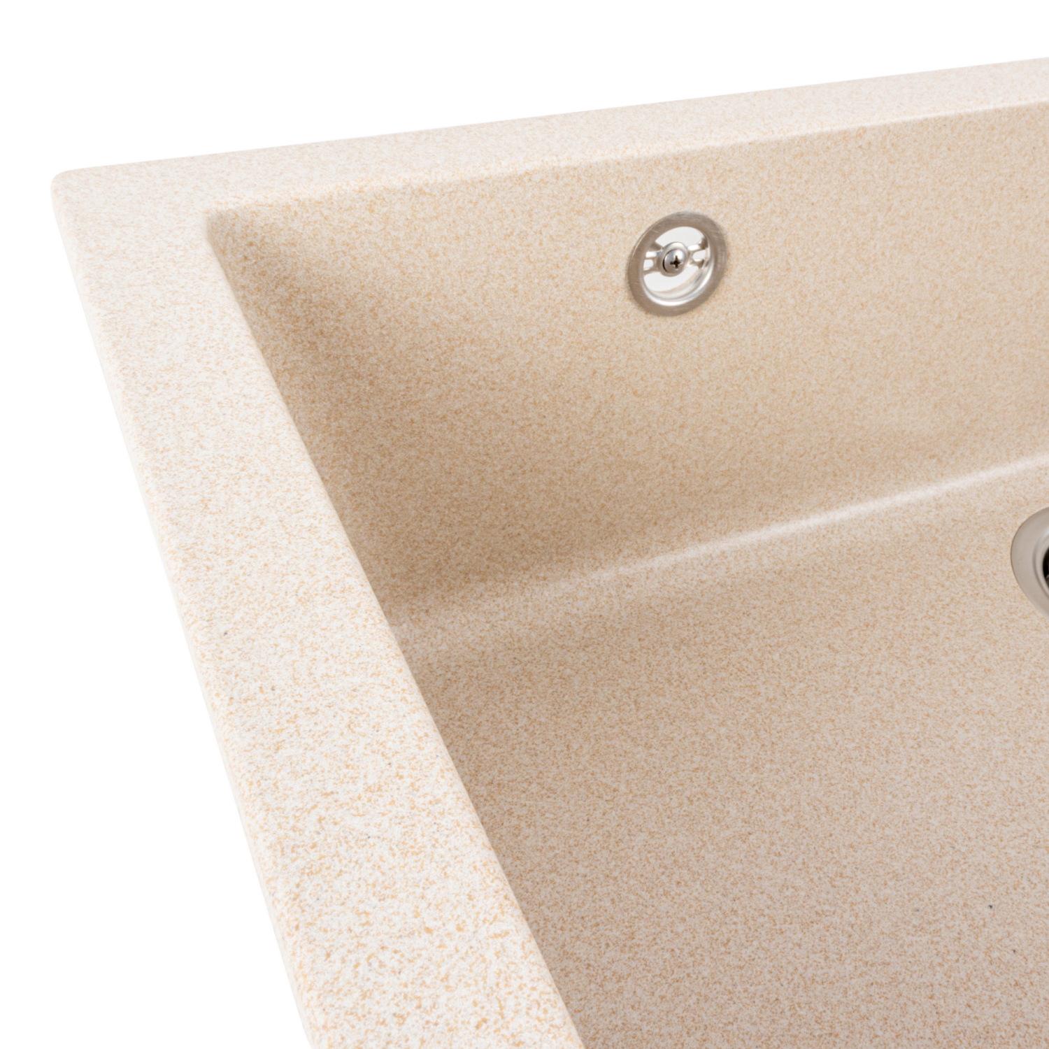 Мийка кухонна Platinum PLS-A39150 гранітна прямокутна 780x450 мм Бежевий (25961079) - фото 5