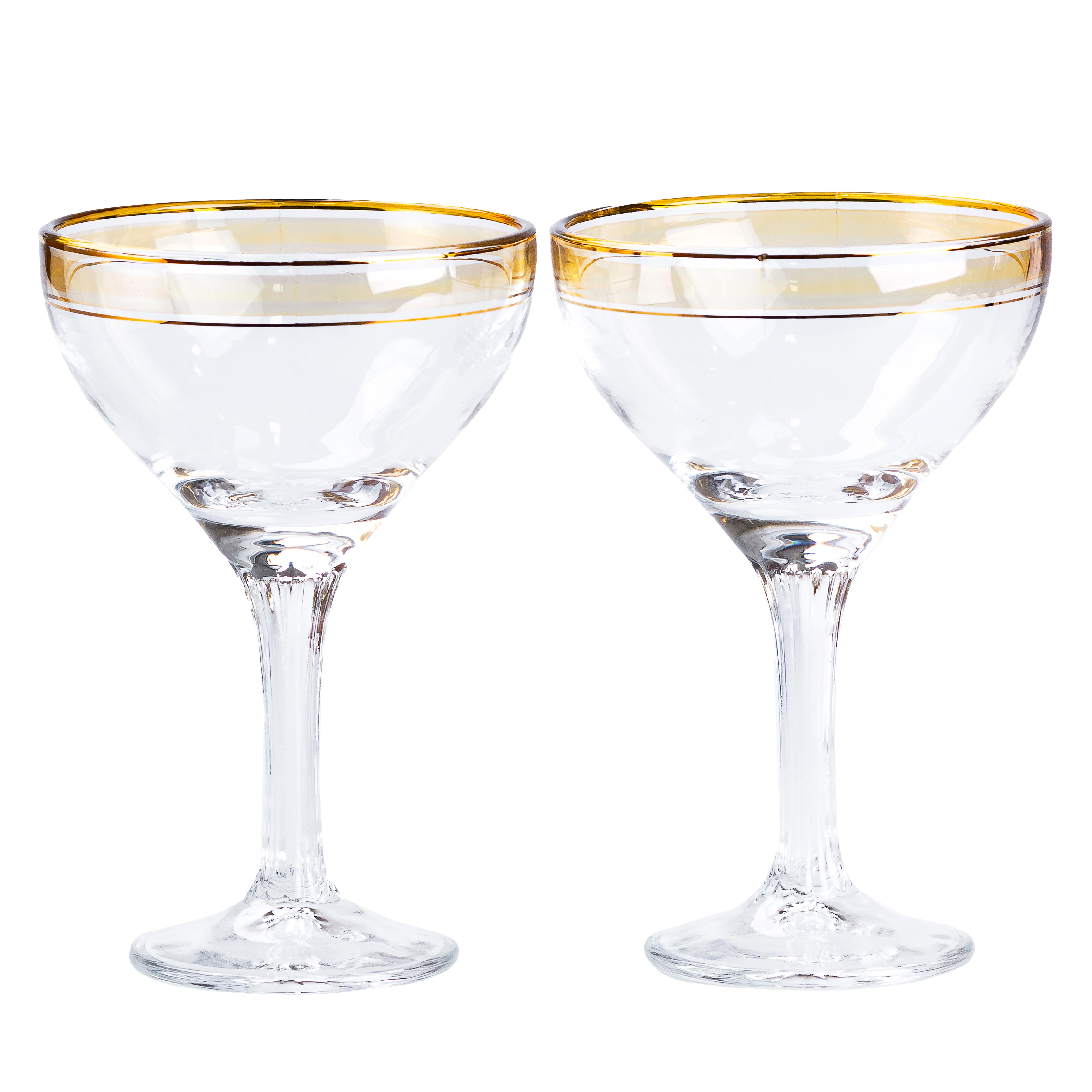 Набір келихів для коктейлів фігурних на високій ніжці 2 шт. по 290 мл Жовтий (HP544) - фото 1 Набір келихів для коктейлів фігурних на високій ніжці 2 шт. по 290 мл Жовтий (HP544) - фото 1