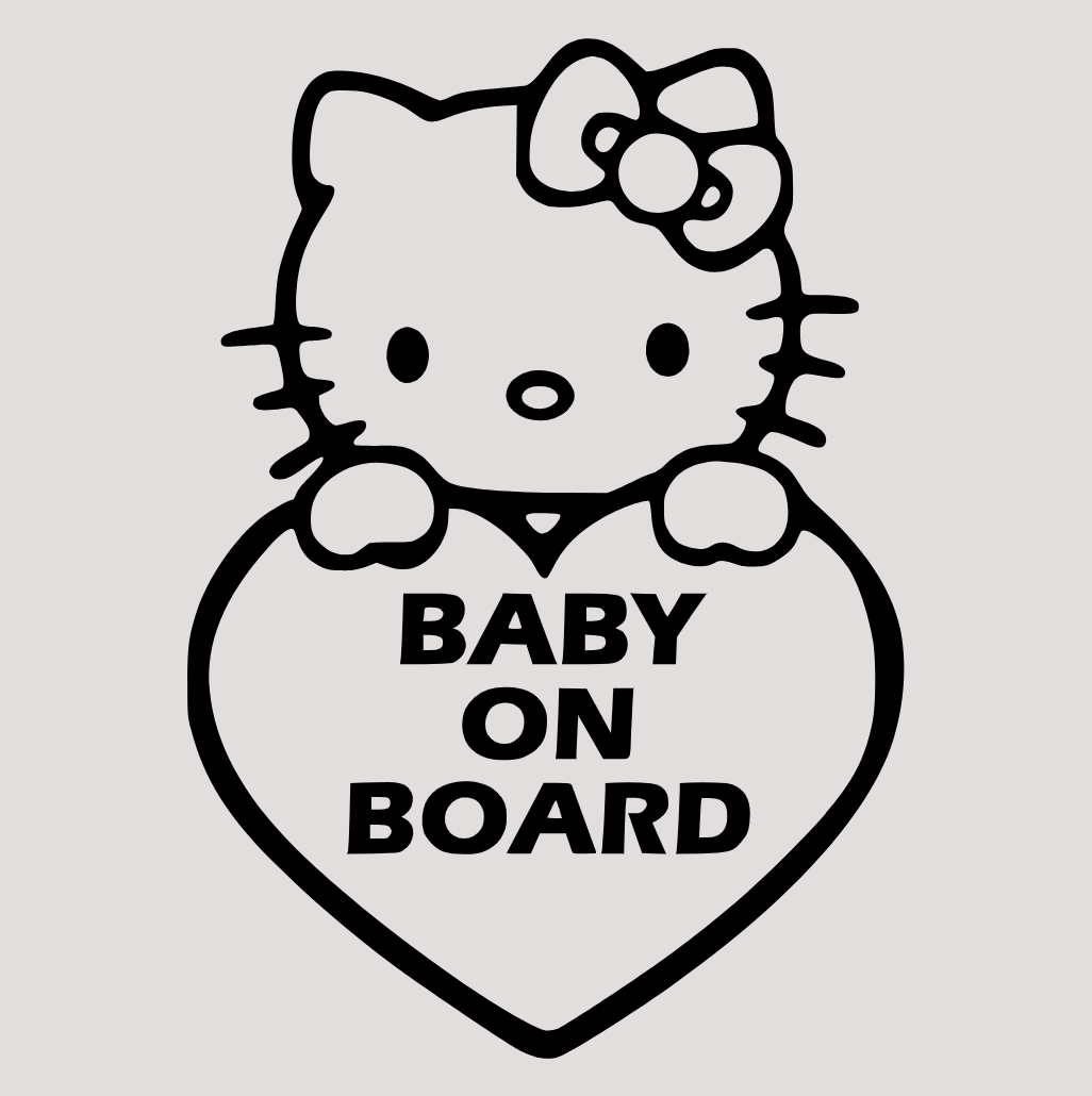 Наклейка на автомобиль виниловая Baby on Board-Hello Kitty и монтажная пленка 45x32 см (S-100-2616)
